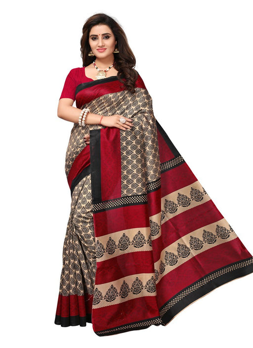 Black, Beige, Maroon Color  Poly Silk Saree only in Bigswipe