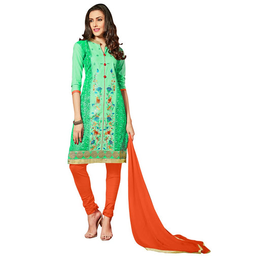 Glaze Cotton Fabric Green  Color Dress Material only in Bigswipe