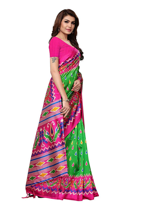 Green, Pink, Multi Color Poly Silk Saree only in Bigswipe