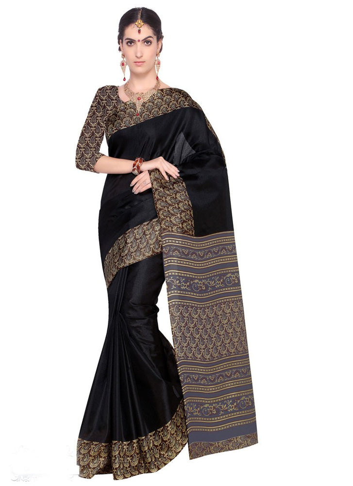 Black, Beige Color Bhagalpuri Saree only in Bigswipe