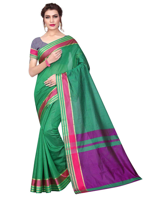 Green Color Chanderi Silk Saree only in Bigswipe