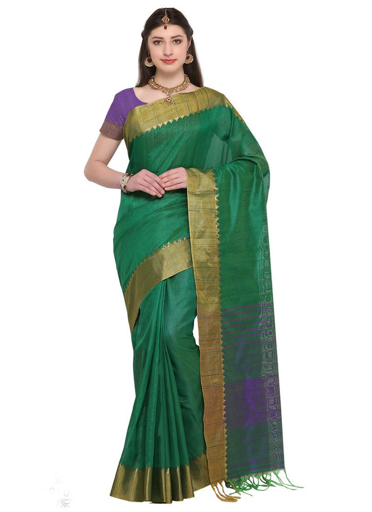 Green Color Bhagalpuri Saree only in Bigswipe