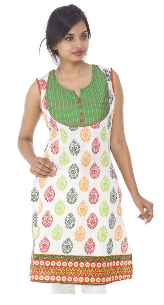 Cotton Straight Style Printed Medium Kurti only in Bigswipe