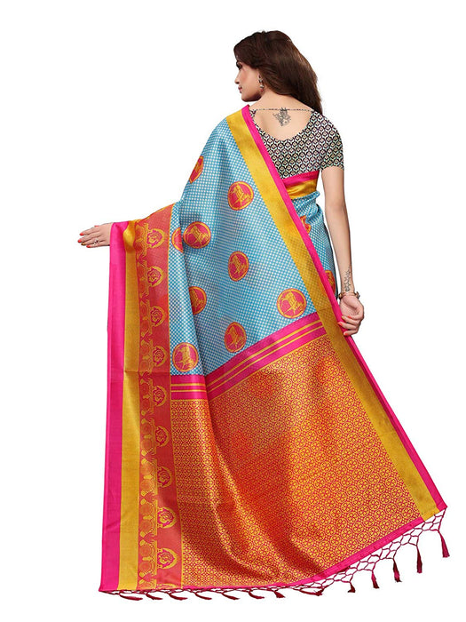 Blue, Multi Color Poly Silk Saree only in Bigswipe