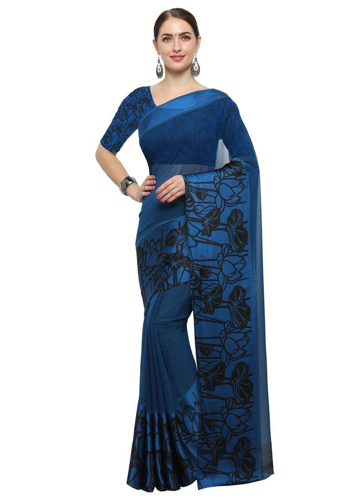 Navy Blue Color  Georgette Saree only in Bigswipe