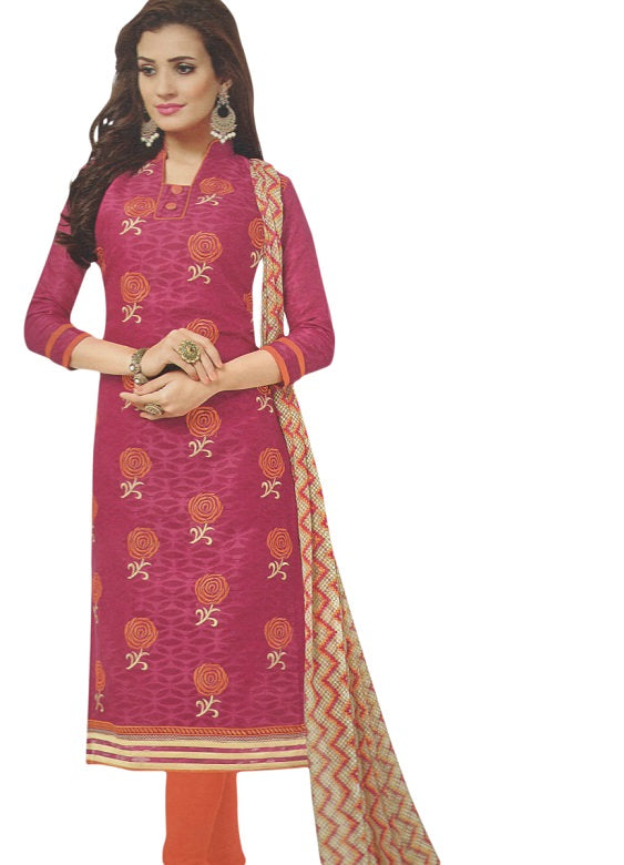 Embroidered Jacquard Cotton Unstitched Dress Material For Women only in Bigswipe