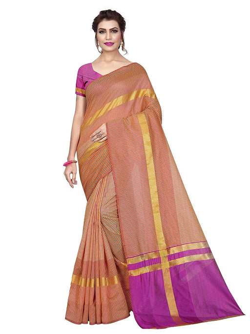 Magenta, Yellow Color Chanderi Silk Saree only in Bigswipe