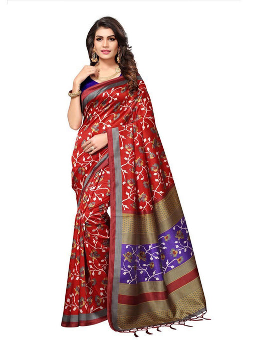 Brown, Multi Color  Poly Silk Saree only in Bigswipe