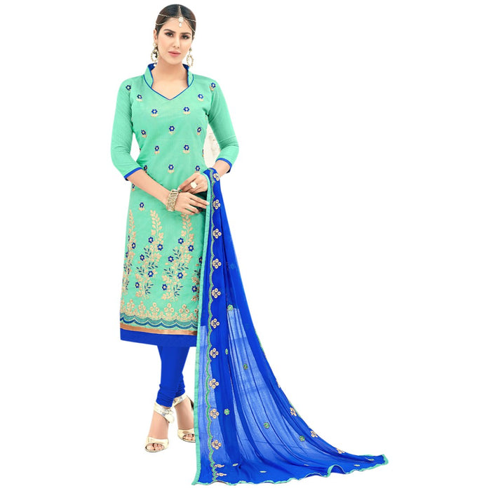 Chanderi Fabric Sea Green Color Dress Material only in Bigswipe