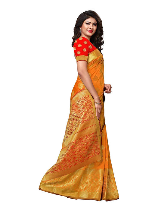 Orange Color Poly Silk Saree only in Bigswipe