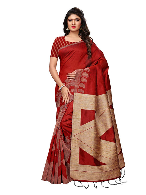 Maroon Color Tussar Silk (Art Silk) Saree only in Bigswipe