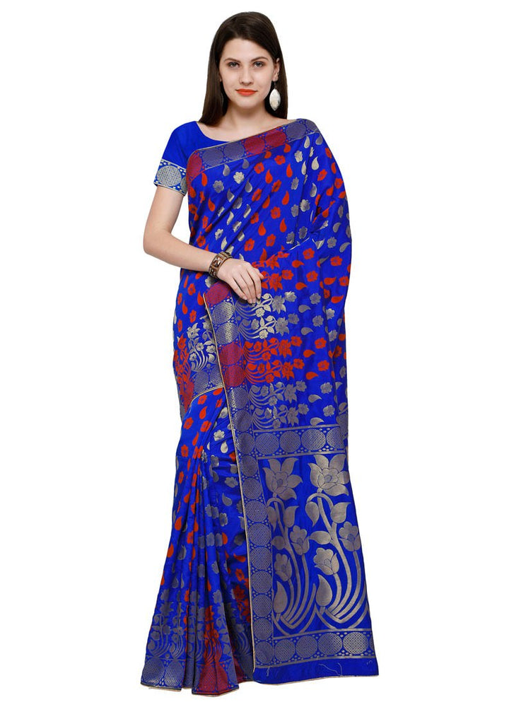 Blue,Red Color Poly Silk Saree only in Bigswipe