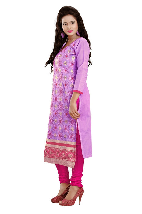 Womens Designer Purple Chanderi Partywear Salwar Suit Dress Material For Womens