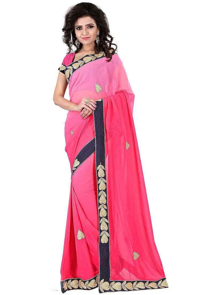 Pink,Pink Color Chiffon Saree only in Bigswipe