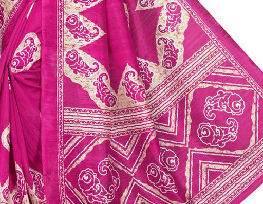 Printed Bhagalpuri Art Silk Magenta with Sandal Color only in Bigswipe