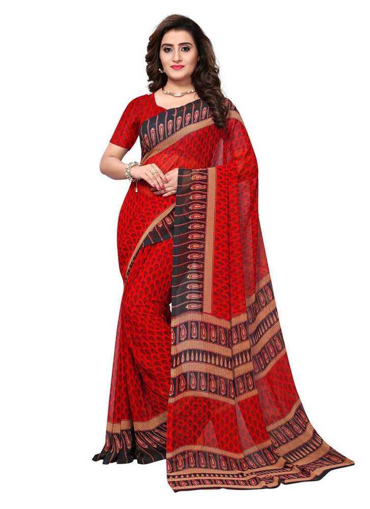 Maroon, Black Color  Georgette Saree only in Bigswipe