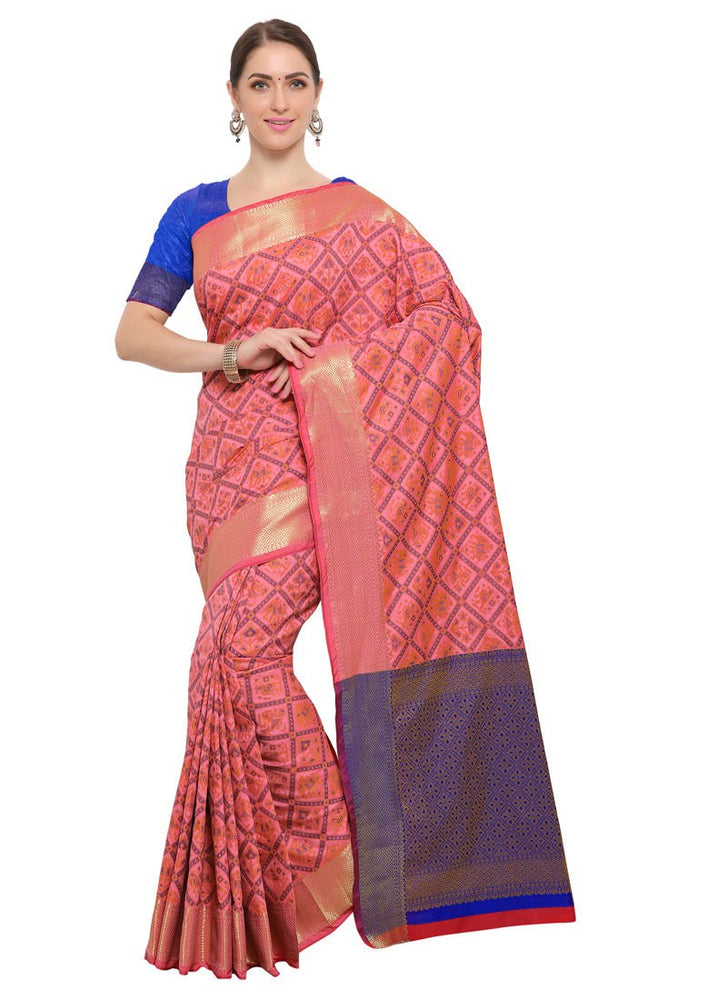 Peach Color Poly Silk Saree only in Bigswipe