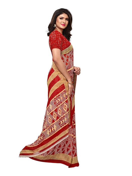 Red, Beige, Multi Color Georgette Saree