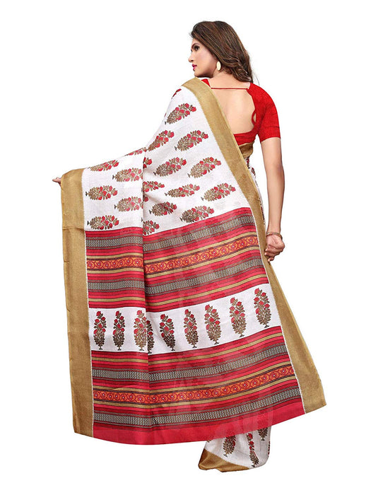 White, Red, Multi Color Poly Silk Saree