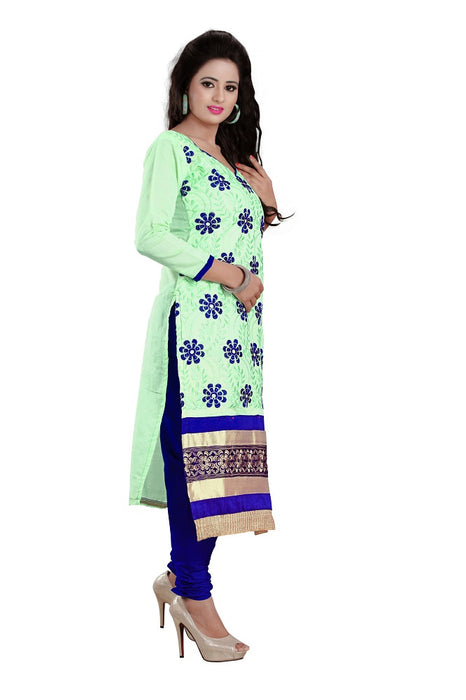 Womens Designer Light Green Chanderi Partywear Salwar Suit Dress Material For Womens