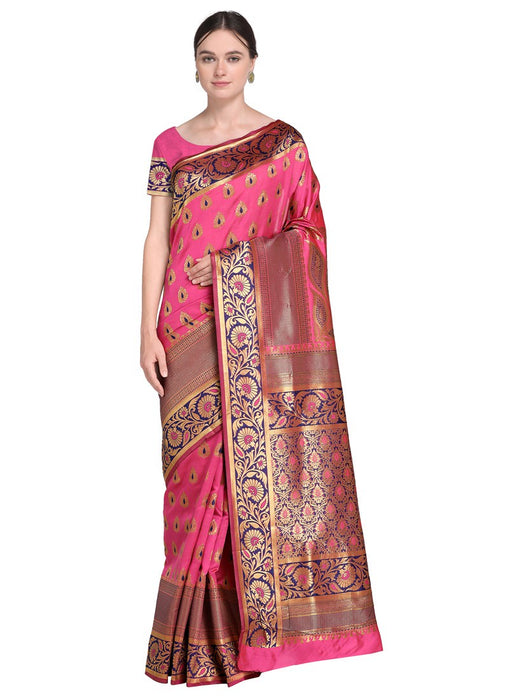 Pink Color  Poly Silk Saree only in Bigswipe