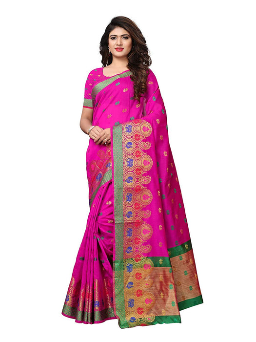 Pink Color Chanderi Silk Saree only in Bigswipe