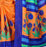 Printed Bhagalpuri Art Silk Orange with BlueColor Saree only in Bigswipe