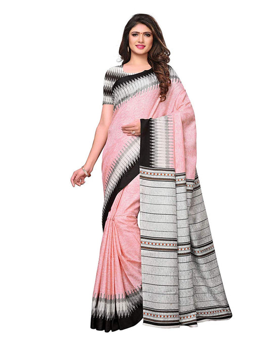 Pink, Grey, Black Color Vichitra Silk (Art Silk) Saree only in Bigswipe