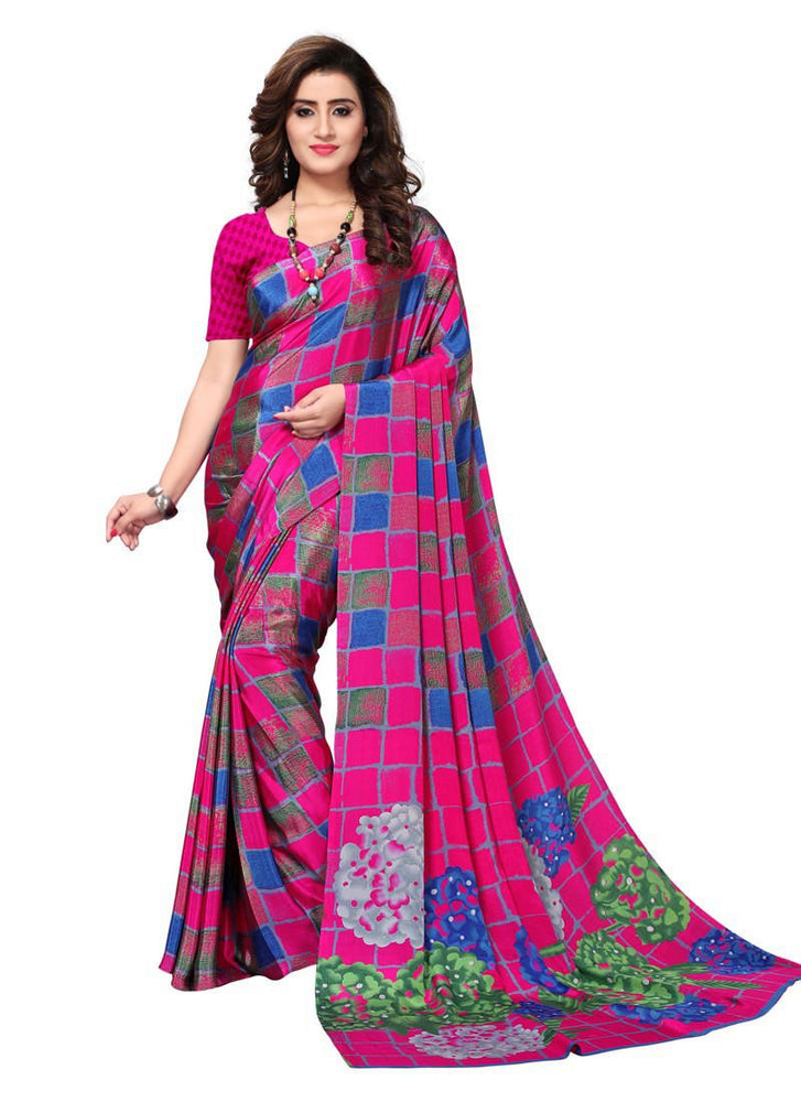 Pink, Multi Color  Crepe Saree only in Bigswipe