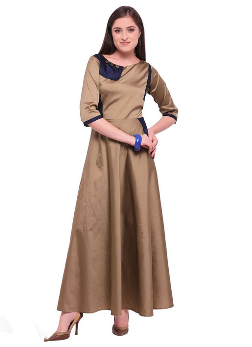 Beige, Navy Blue Color Buttons Taffeta Kurti only in Bigswipe