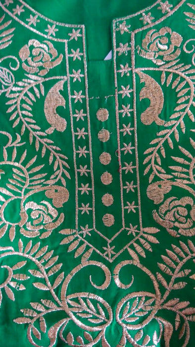 Green Cotton Straight Embroidery Kurti only in Bigswipe