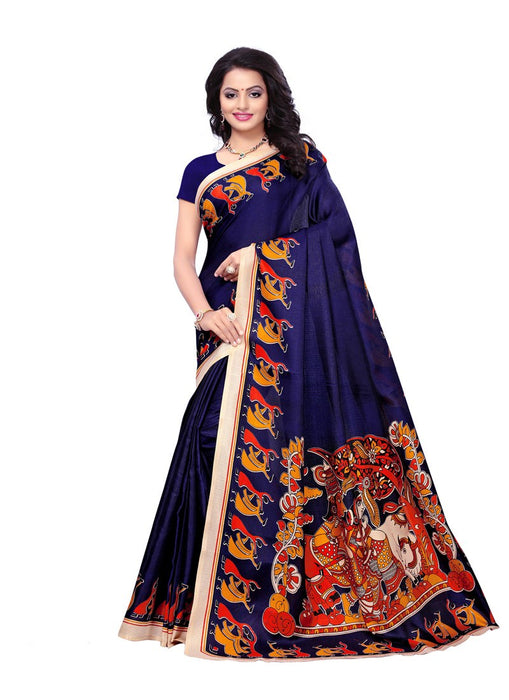 Navy Blue, Multi Color  Art Silk Saree only in Bigswipe