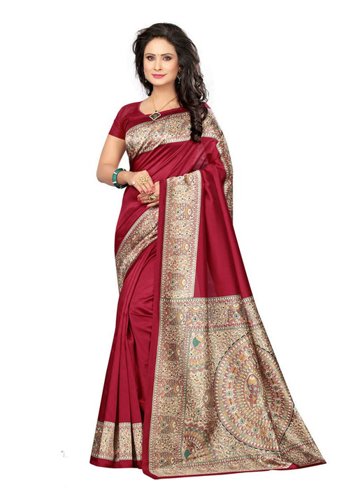 Maroon Color Poly Silk Saree only in Bigswipe