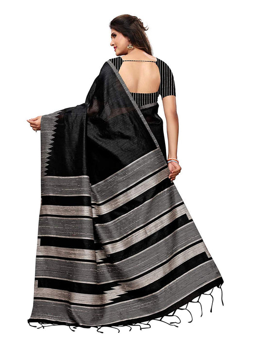 Black, Beige Color Tussar Silk (Art Silk) Saree only in Bigswipe