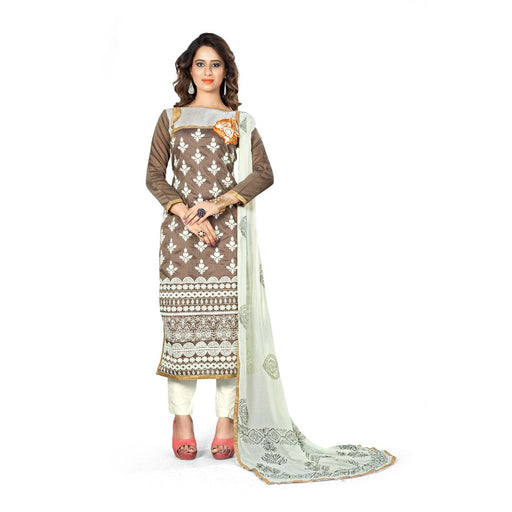 Chanderi Fabric Brown Color Dress Material only in Bigswipe