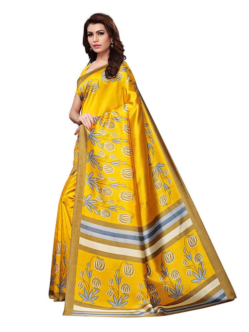 Yellow, Multi Color Poly Silk Saree