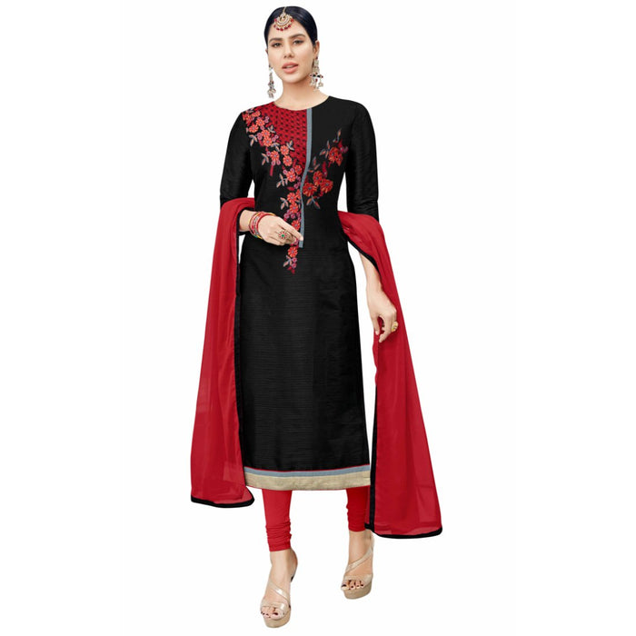 Cotton Silk Fabric Black Color Dress Material only in Bigswipe