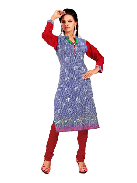 Blue &amp; Red Printed Casual Women&rsquo;s Kurti only in Bigswipe