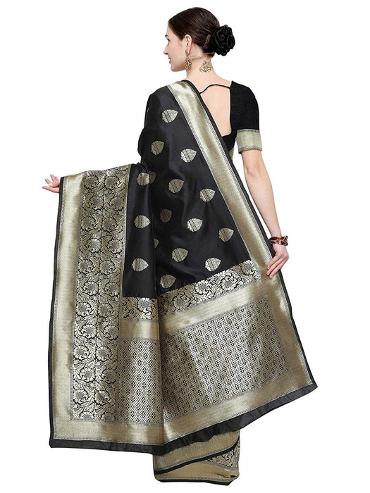 Black Color Poly Silk Saree only in Bigswipe