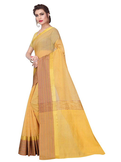 Yellow Color Poly Silk Saree