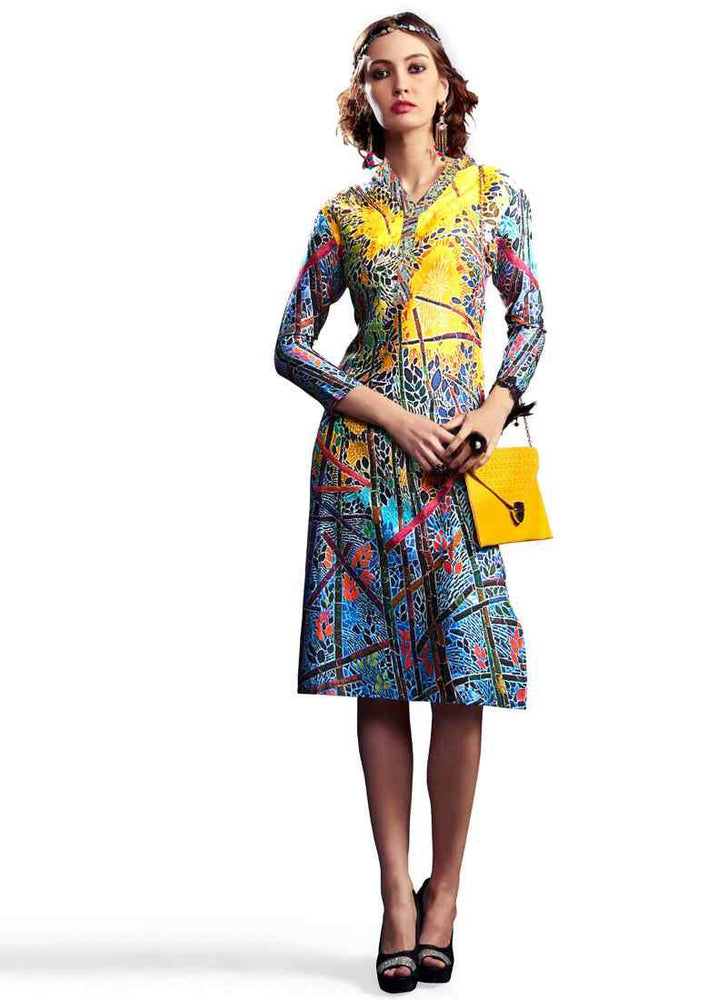 Multi Color Printed Rayon Cotton Kurti only in Bigswipe