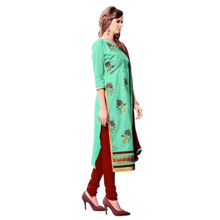 Cotton Fabric See Green Color Dress Material only in Bigswipe