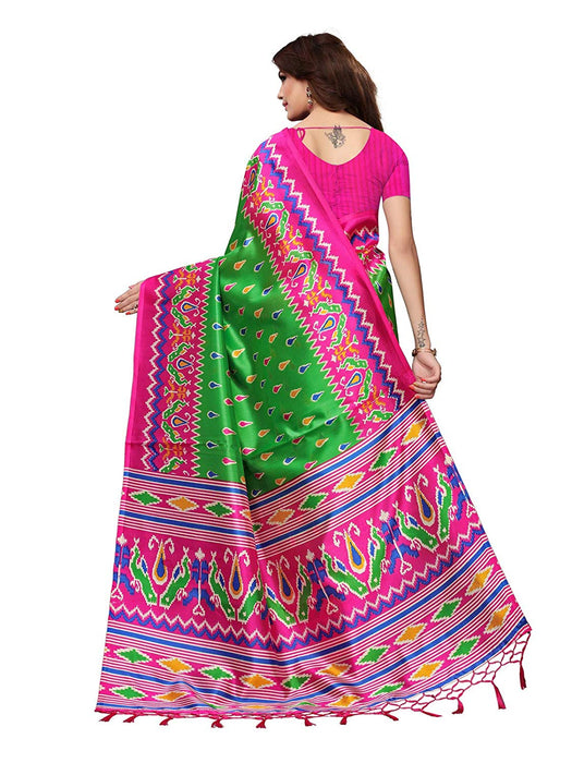 Green, Pink, Multi Color Poly Silk Saree only in Bigswipe