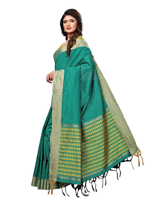 Turquoise Color Tussar Silk (Art Silk) Saree