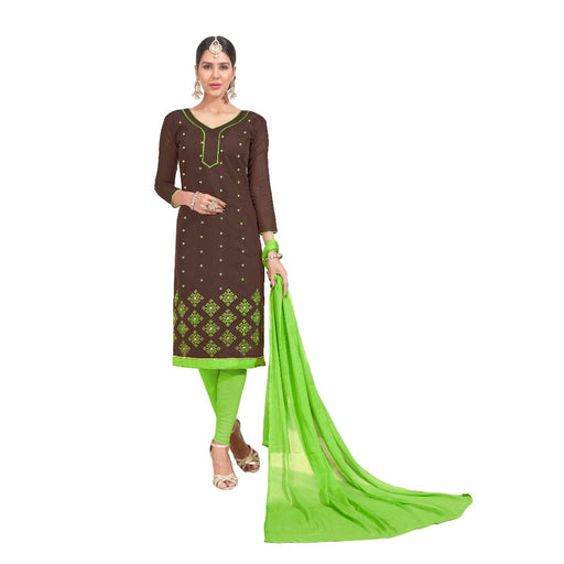 Chanderi Fabric Brown  Color Dress Material only in Bigswipe