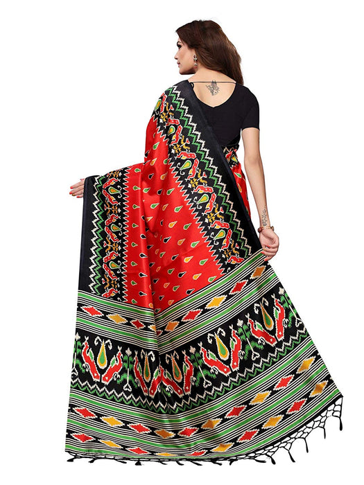 Red, Black, Multi Color Poly Silk Saree