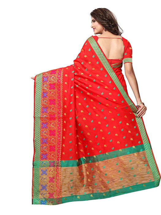 Red Color Chanderi Silk Saree