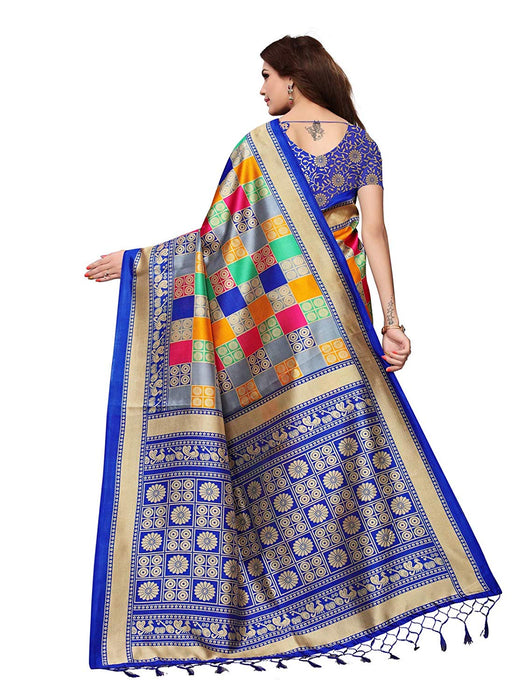 Blue, Multi Color Poly Silk Saree only in Bigswipe