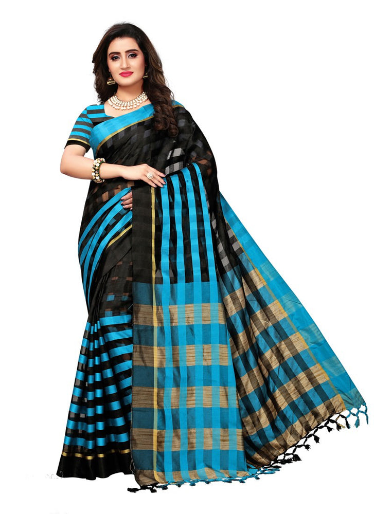 Black, Blue Color  Poly Silk Saree only in Bigswipe