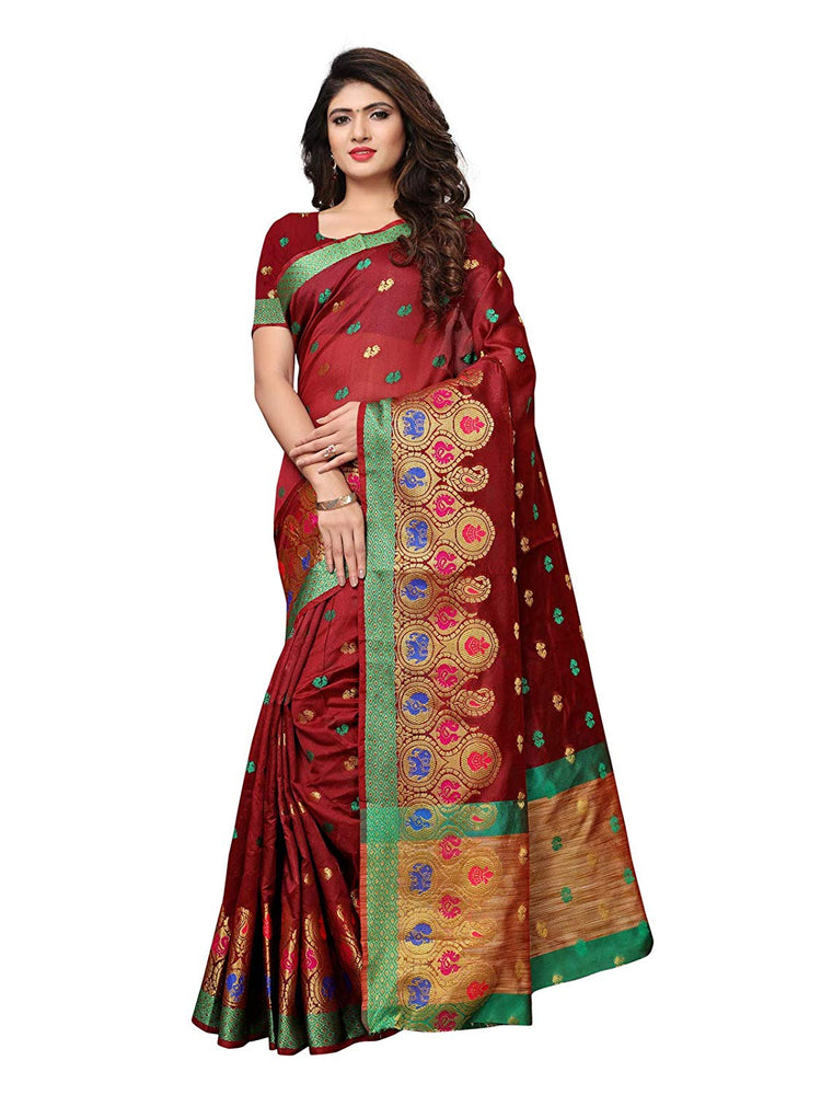 Maroon Color Chanderi Silk Saree only in Bigswipe